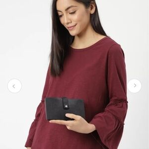 Fossil Vale Medium Leather Tab Wallet Midnight Navy